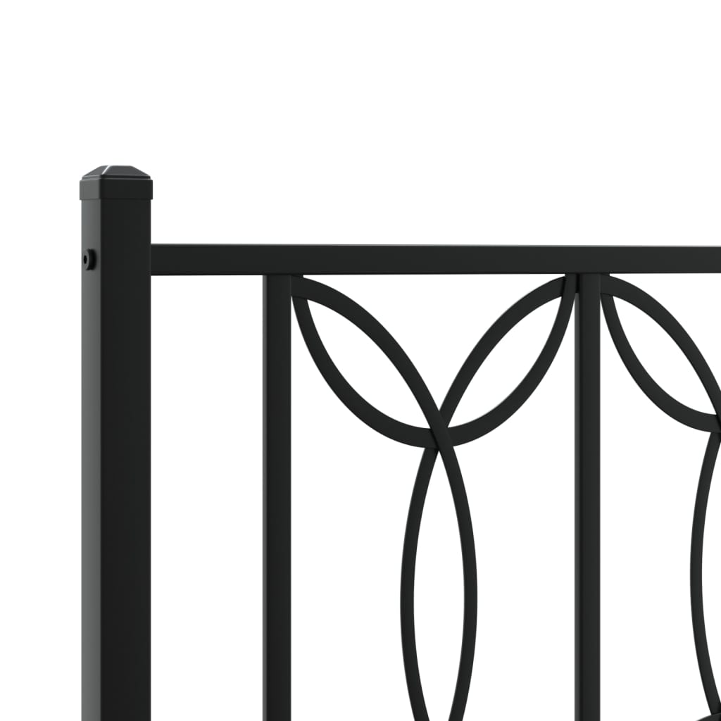 Metal Bed Frame without Mattress with Footboard Black 76"x79.9"