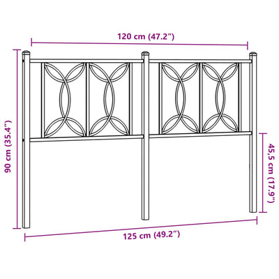 Metal Headboard Black 120 cm