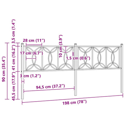 Metal Replace Headboard Black 193 cm
