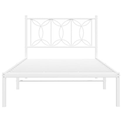 Metal Bed Frame without Mattress with Headboard White 100x200cm
