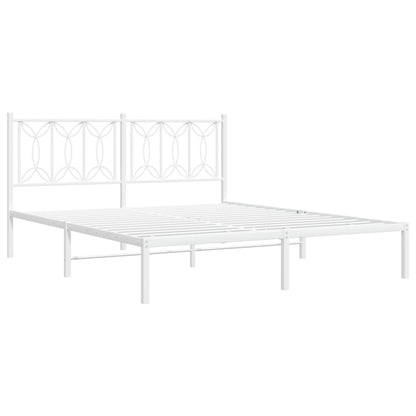 Metal Bed Frame without Mattress with Headboard White 59.1"x78.7