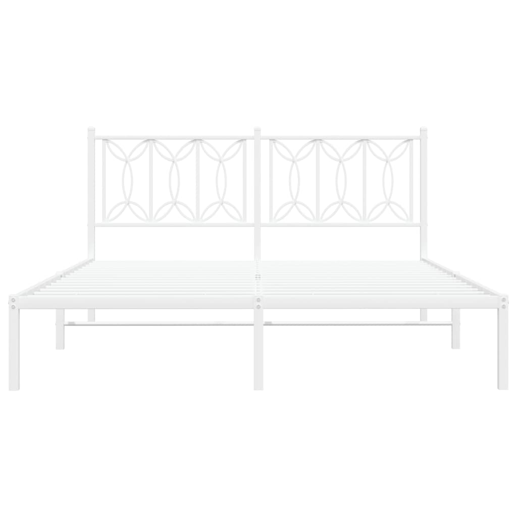 Metal Bed Frame without Mattress with Headboard White 59.1"x78.7