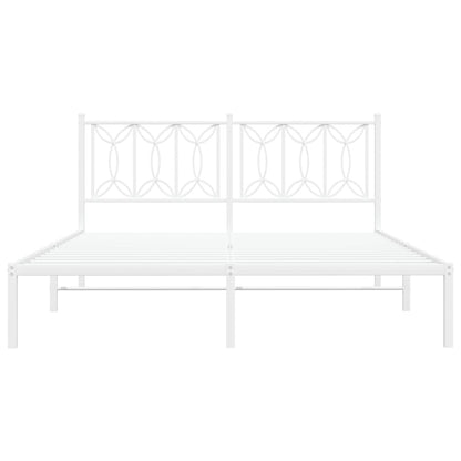 Metal Bed Frame without Mattress with Headboard White 59.1"x78.7