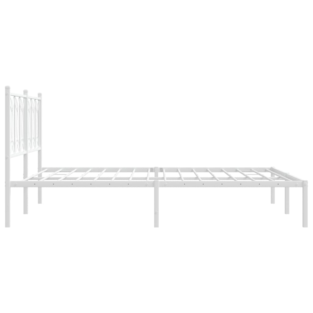 Metal Bed Frame without Mattress with Headboard White 59.1"x78.7