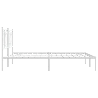 Metal Bed Frame without Mattress with Headboard White 59.1"x78.7