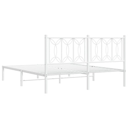 Metal Bed Frame without Mattress with Headboard White 59.1"x78.7