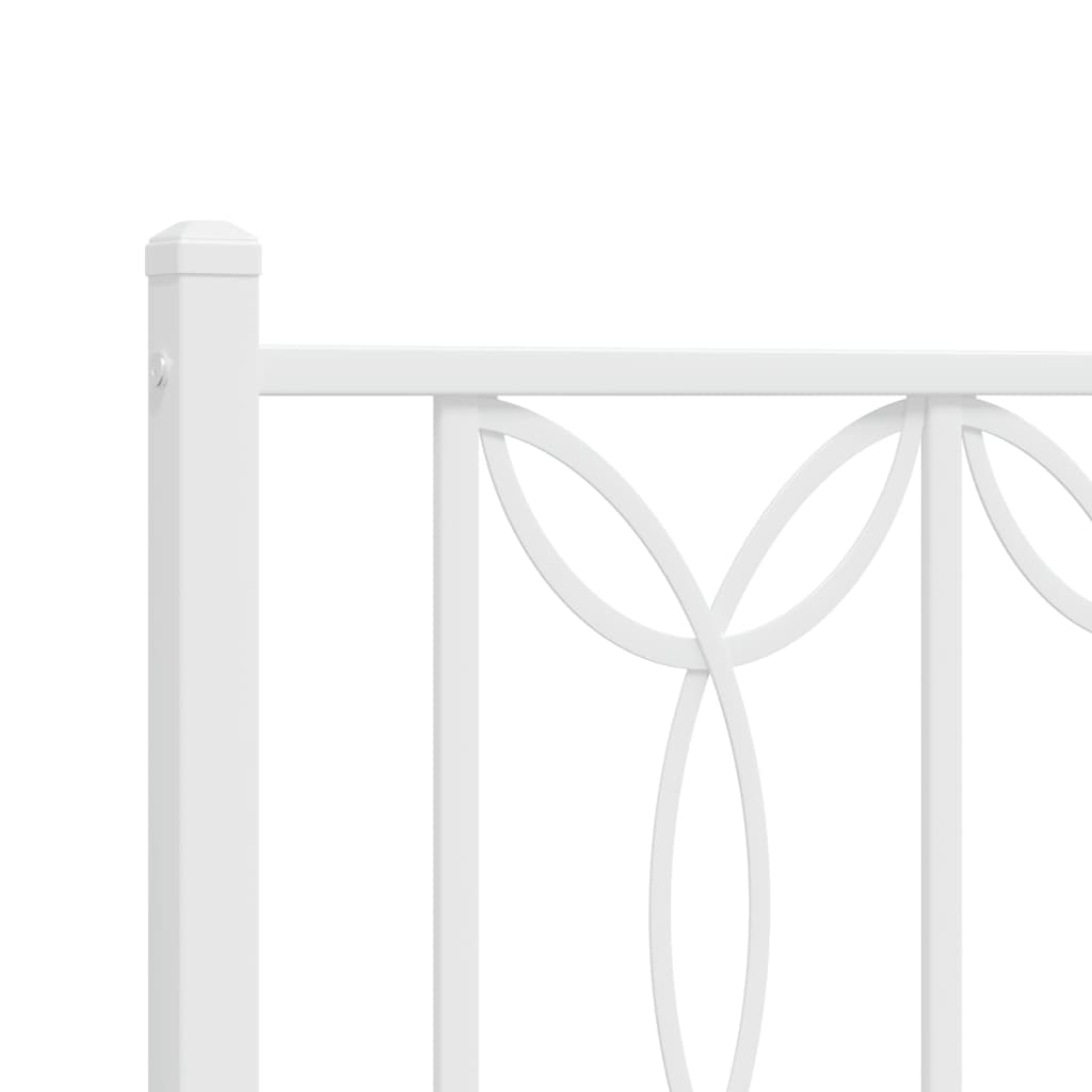 Metal Bed Frame without Mattress with Footboard White 75x190cm