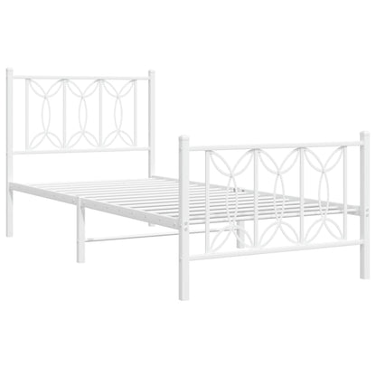 Metal Bed Frame without Mattress with Footboard White 80x200cm