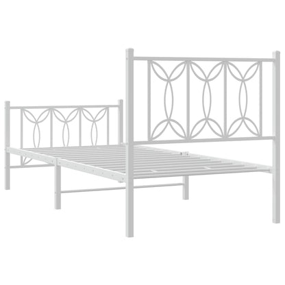 Metal Bed Frame without Mattress with Footboard White 80x200cm