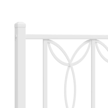 Metal Bed Frame without Mattress with Footboard White 80x200cm