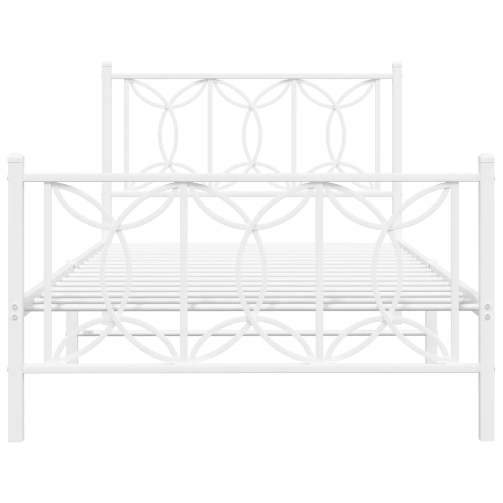 Metal Bed Frame without Mattress with Footboard White 100x200cm