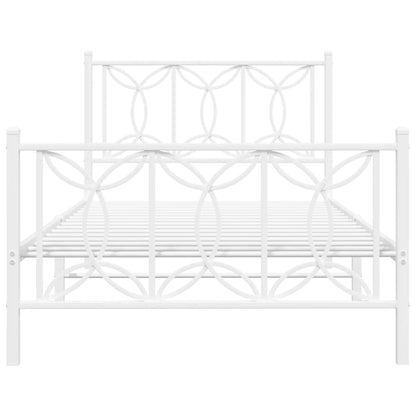Metal Bed Frame without Mattress with Footboard White 100x200cm