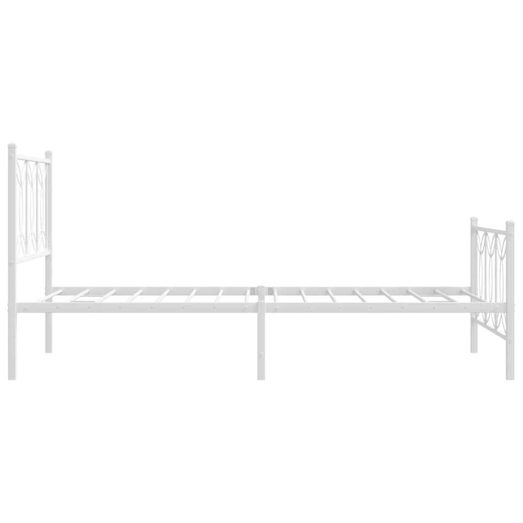 Metal Bed Frame without Mattress with Footboard White 100x200cm