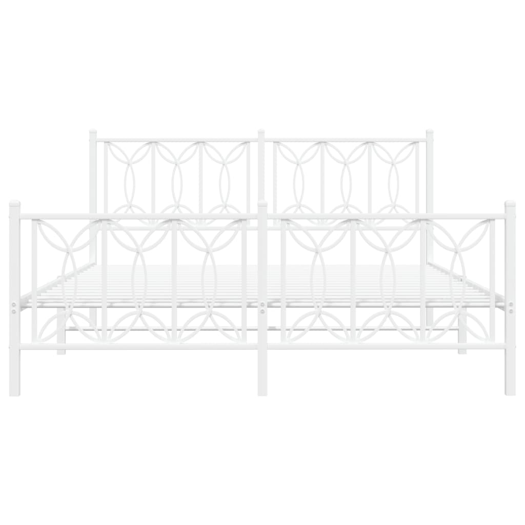 Metal Bed Frame without Mattress with Footboard White 59.1"x78.7
