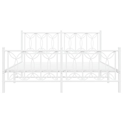 Metal Bed Frame without Mattress with Footboard White 59.1"x78.7