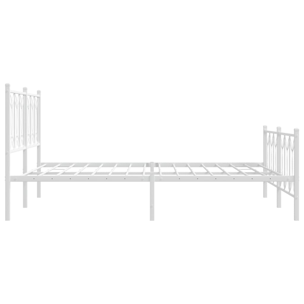 Metal Bed Frame without Mattress with Footboard White 59.1"x78.7
