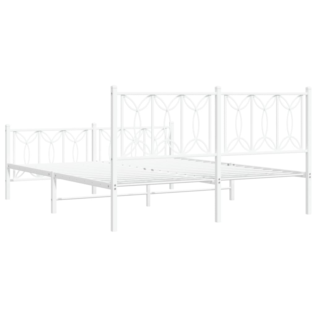 Metal Bed Frame without Mattress with Footboard White 59.1"x78.7