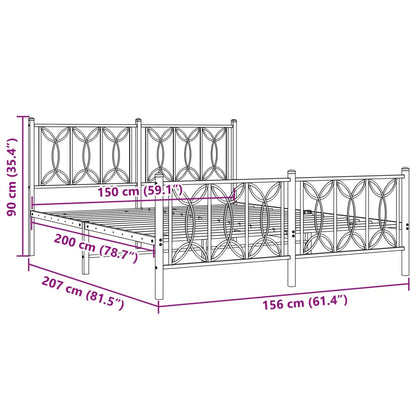 Metal Bed Frame without Mattress with Footboard White 59.1"x78.7