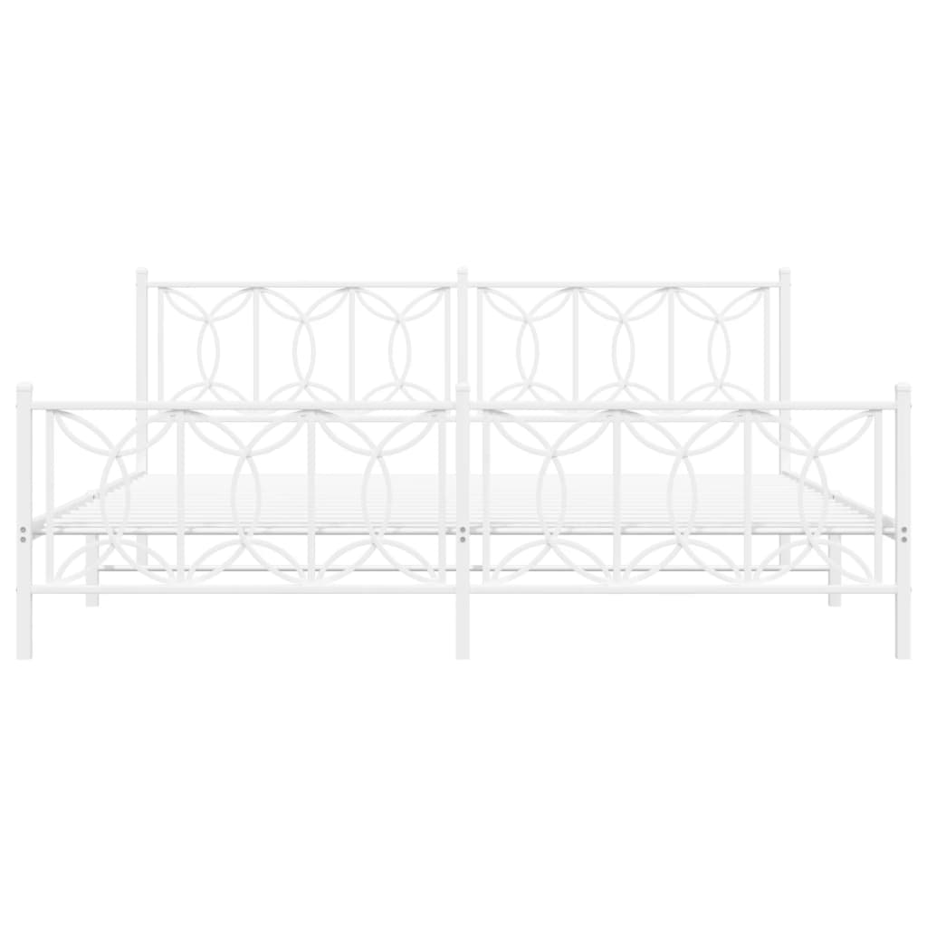 Metal Bed Frame without Mattress with Footboard White 76"x79.9"