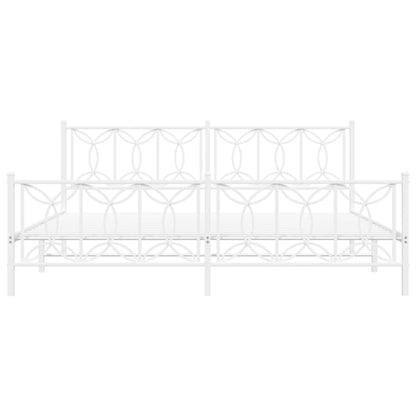 Metal Bed Frame without Mattress with Footboard White 76"x79.9"