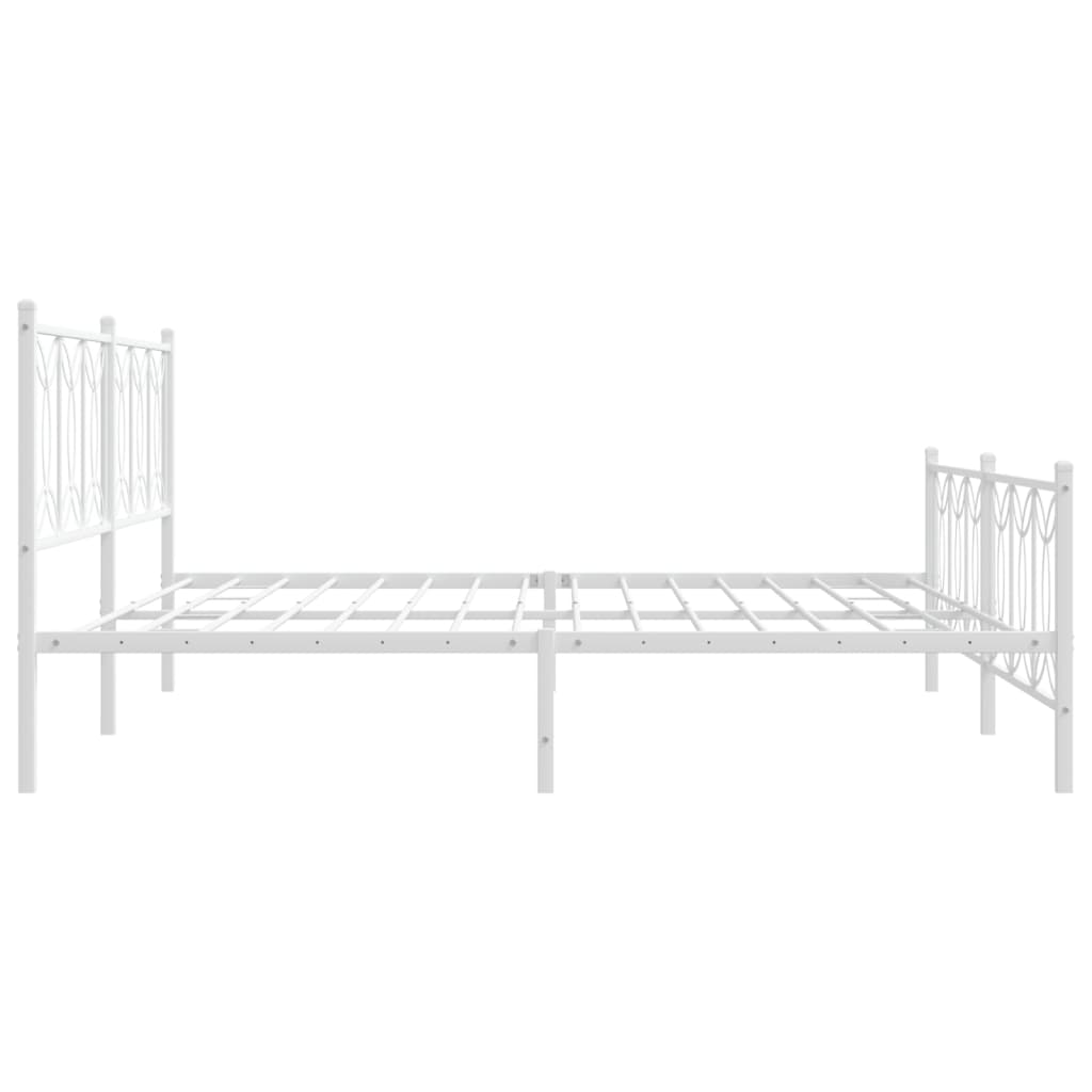 Metal Bed Frame without Mattress with Footboard White 76"x79.9"