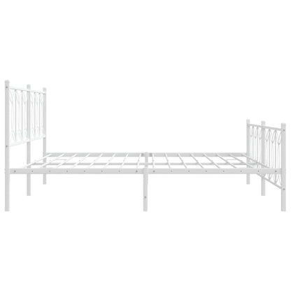 Metal Bed Frame without Mattress with Footboard White 76"x79.9"
