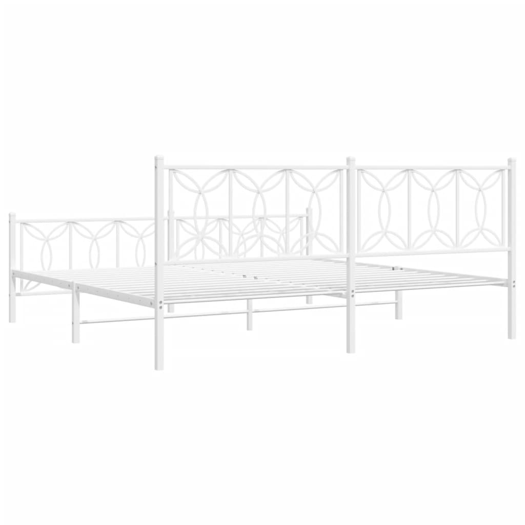 Metal Bed Frame without Mattress with Footboard White 76"x79.9"