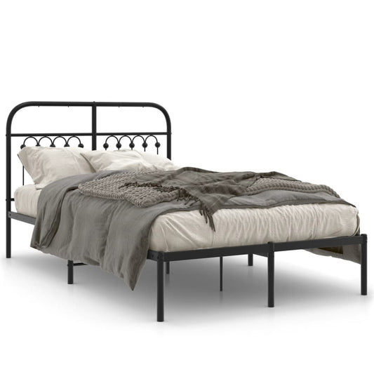 Metal Bed Frame without Mattress with Headboard Black 120x200cm