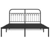 Metal Bed Frame without Mattress with Headboard Black 150x200cm