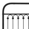 Metal Bed Frame without Mattress with Headboard Black 150x200cm