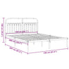 Metal Bed Frame without Mattress with Headboard Black 150x200cm