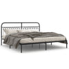 Metal Bed Frame without Mattress with Headboard Black 193x203cm