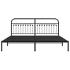 Metal Bed Frame without Mattress with Headboard Black 193x203cm