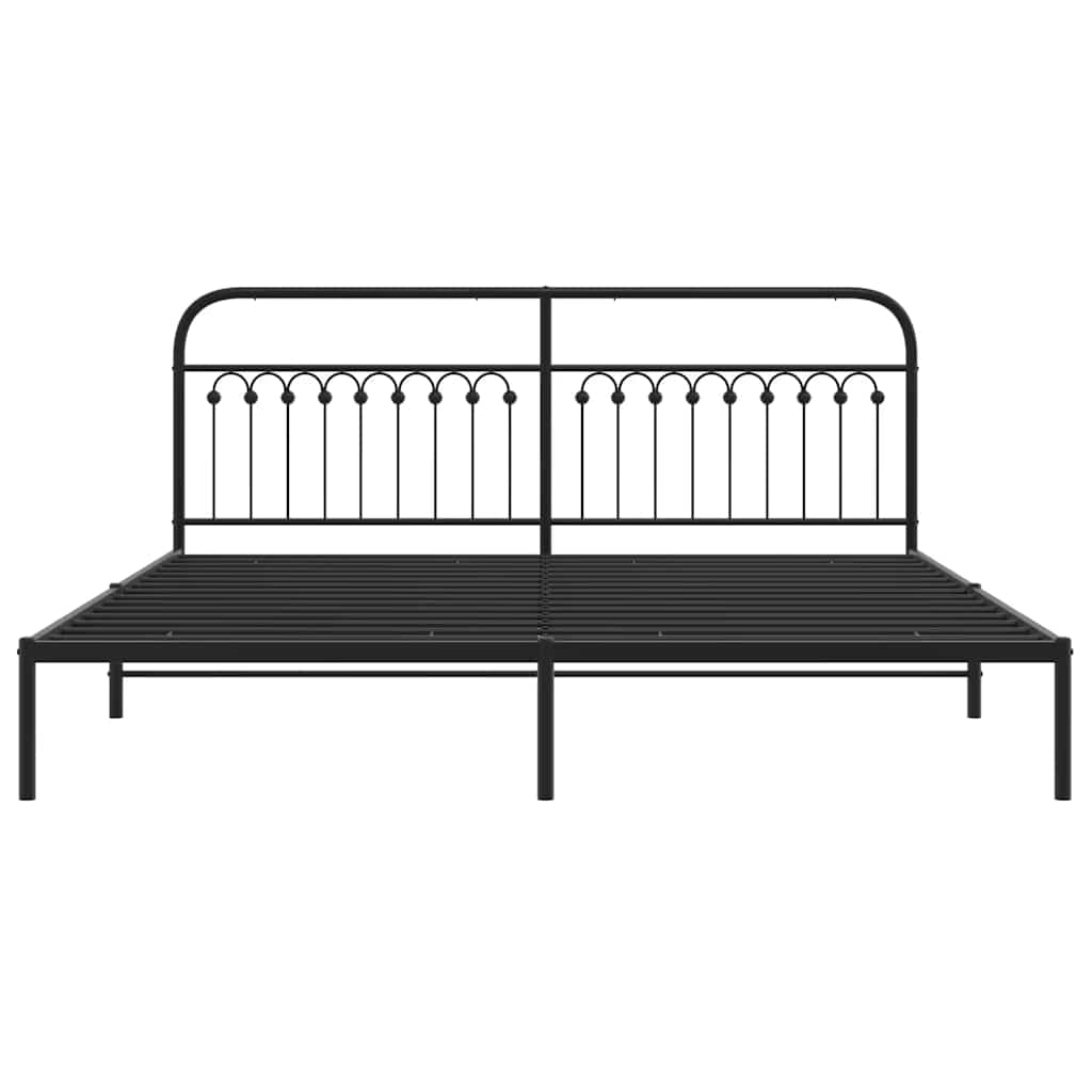 Metal Bed Frame without Mattress with Headboard Black 200x200cm
