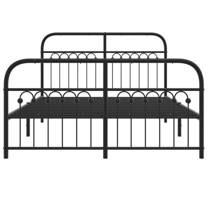 Metal Bed Frame without Mattress with Footboard Black 140x190cm