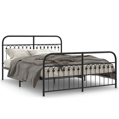 Metal Bed Frame without Mattress with Footboard Black 59.1"x78.7
