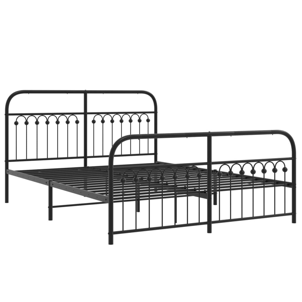 Metal Bed Frame without Mattress with Footboard Black 59.1"x78.7