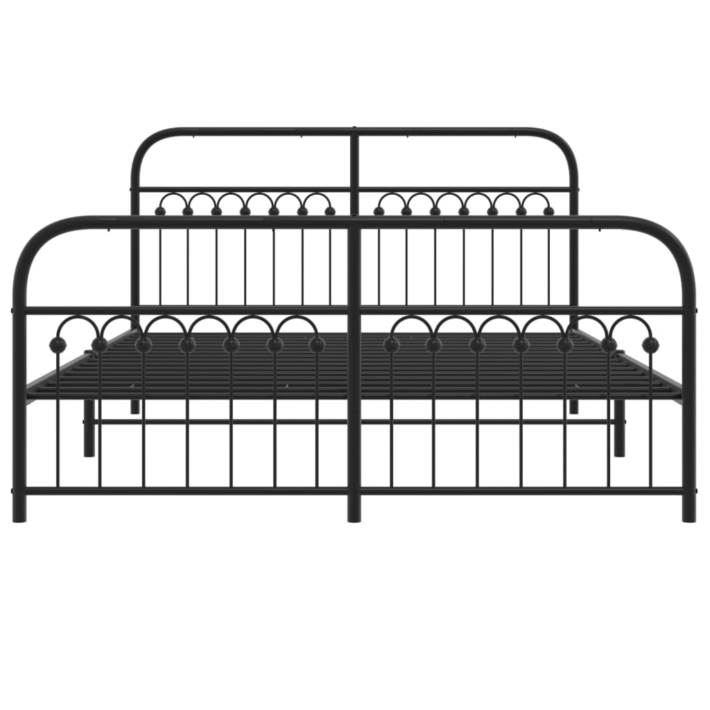 Metal Bed Frame without Mattress with Footboard Black 59.1"x78.7