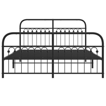 Metal Bed Frame without Mattress with Footboard Black 59.1"x78.7