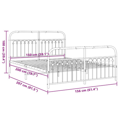 Metal Bed Frame without Mattress with Footboard Black 59.1"x78.7