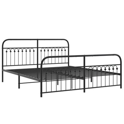 Metal Bed Frame without Mattress with Footboard Black 183x213cm