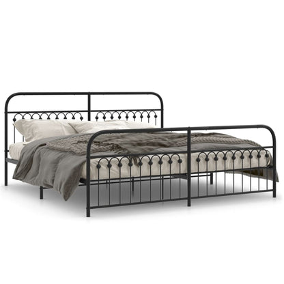 Metal Bed Frame without Mattress with Footboard Black 76"x79.9