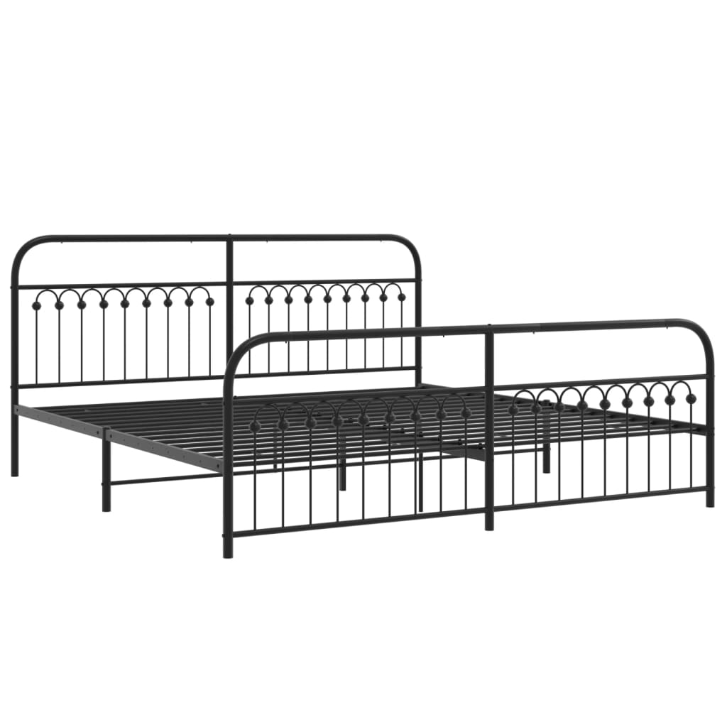 Metal Bed Frame without Mattress with Footboard Black 76"x79.9