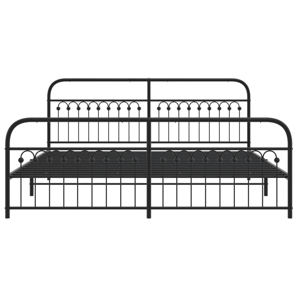Metal Bed Frame without Mattress with Footboard Black 76"x79.9