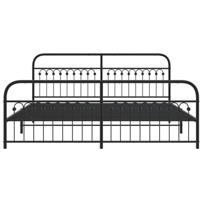 Metal Bed Frame without Mattress with Footboard Black 76"x79.9