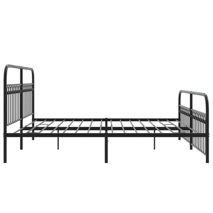 Metal Bed Frame without Mattress with Footboard Black 76"x79.9