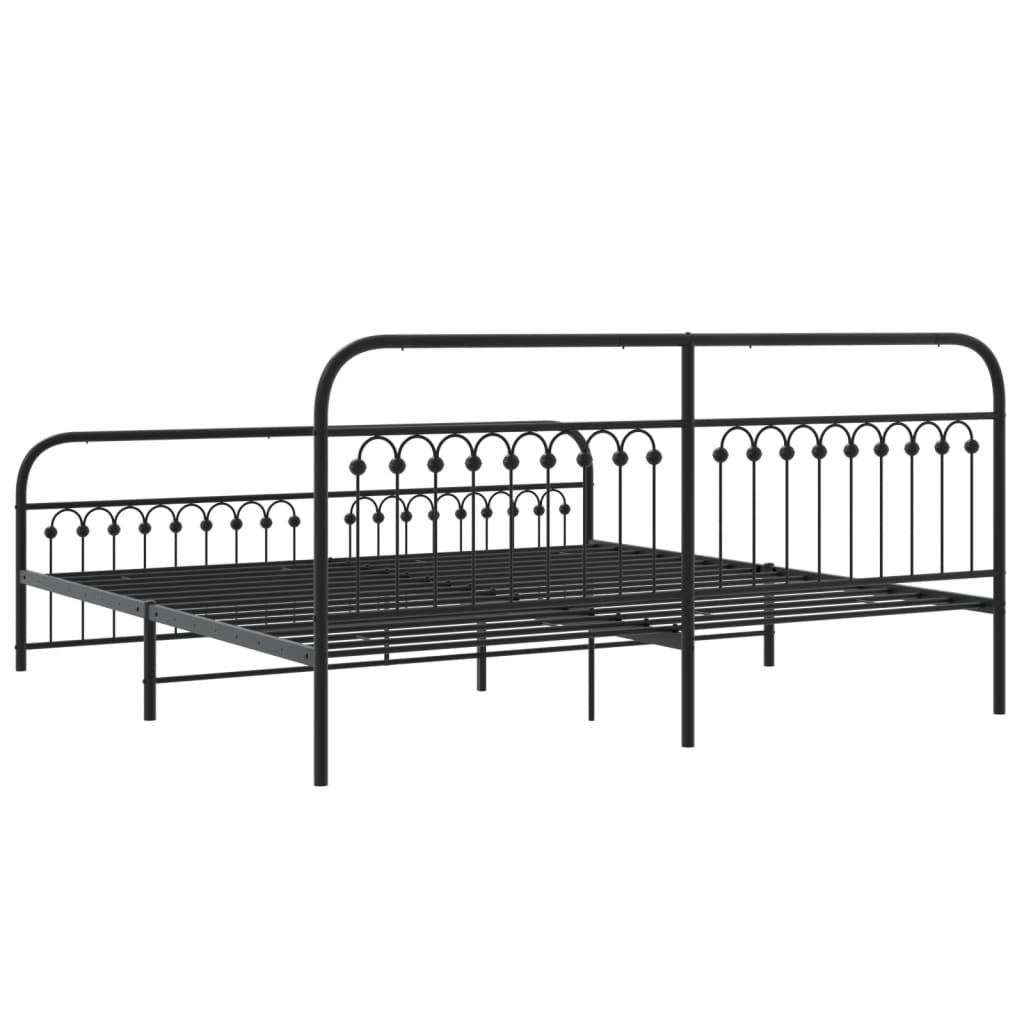 Metal Bed Frame without Mattress with Footboard Black 76"x79.9