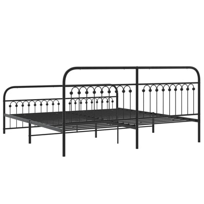 Metal Bed Frame without Mattress with Footboard Black 76"x79.9