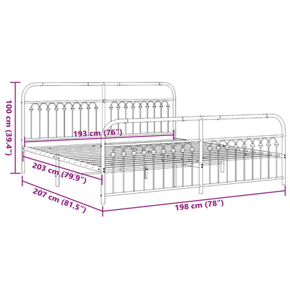 Metal Bed Frame without Mattress with Footboard Black 76"x79.9