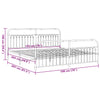 Metal Bed Frame without Mattress with Footboard Black 193x203cm
